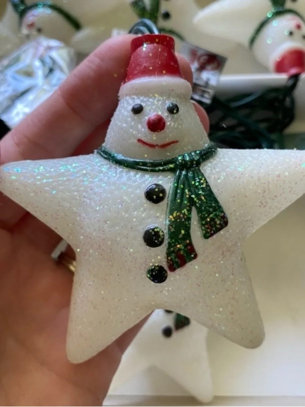 Vintage Snowman Star Blow Mold String Lights 10 Lights Kurt Adler Tested Works